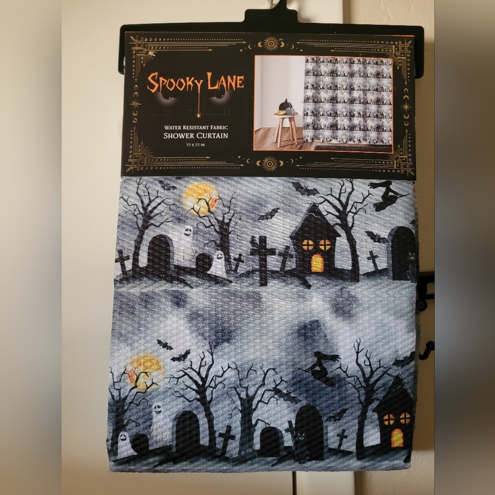 Halloween spookylane shower curtain